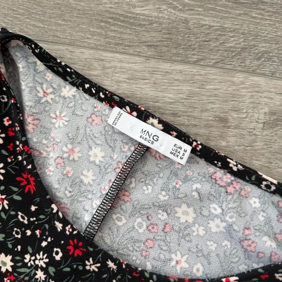 Mango Black Floral Fit & Flare Dress – Size S - Picture 7 of 11